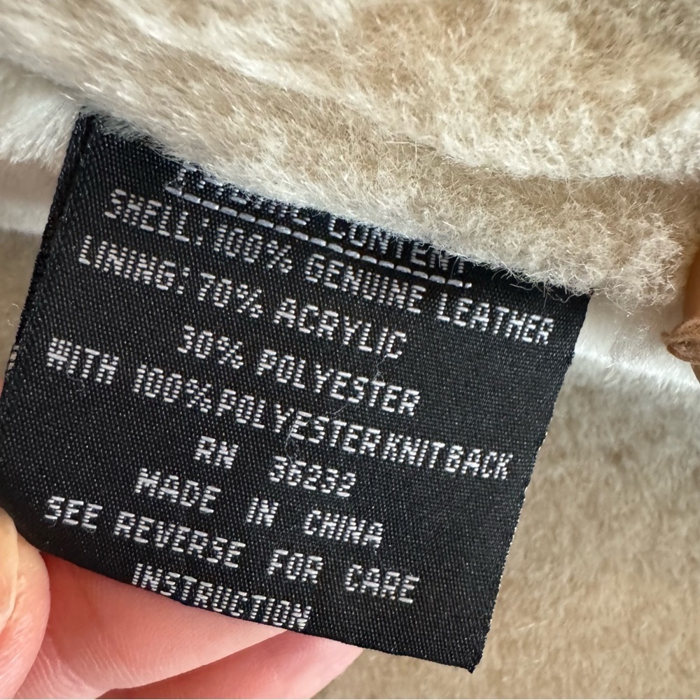 Gallery Leather Suede & Faux Shearling Button Up Jacket Large - Picture 7 of 8